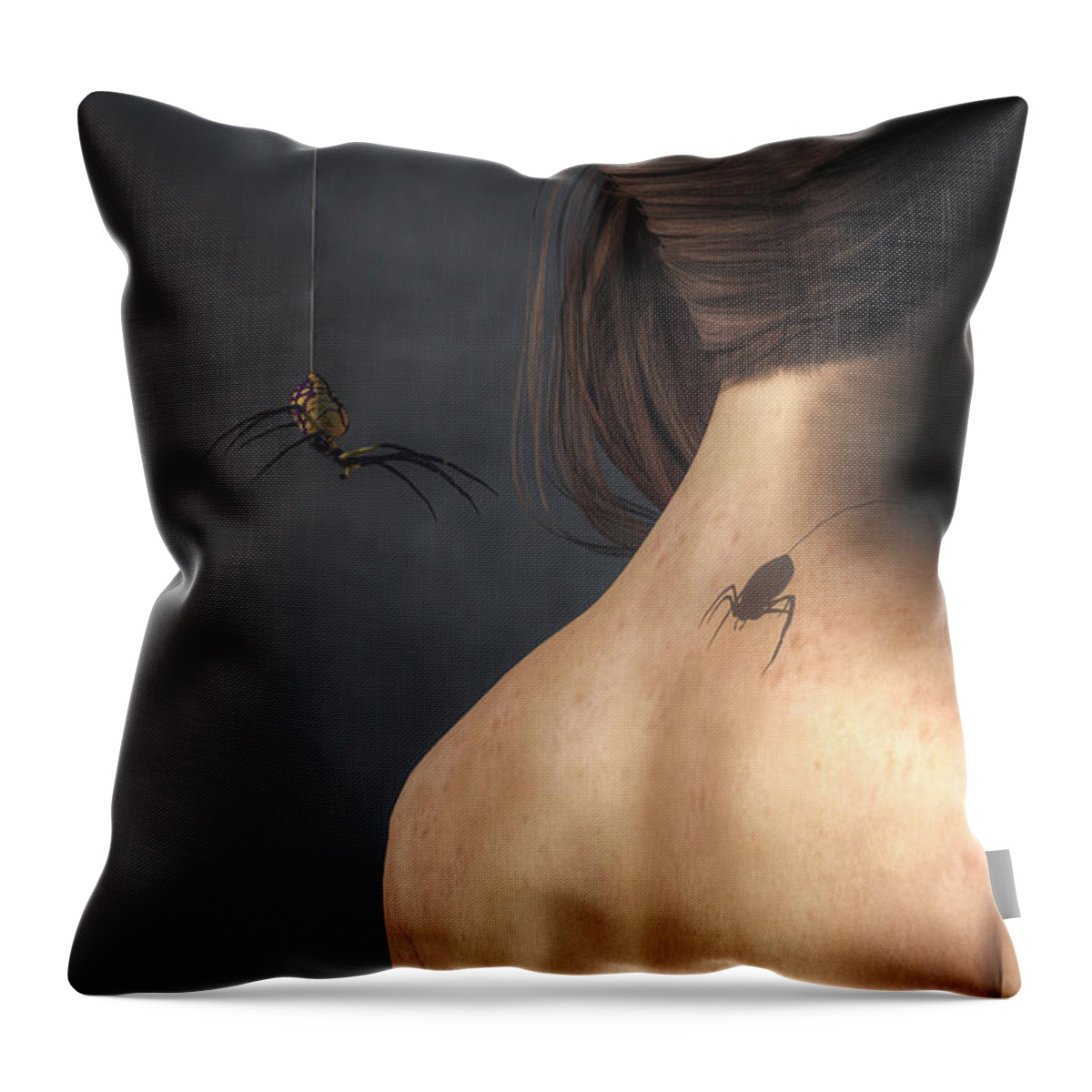 Vampire Spider Throw Pillow featuring the digital art Vampire Spider by Daniel Eskridge