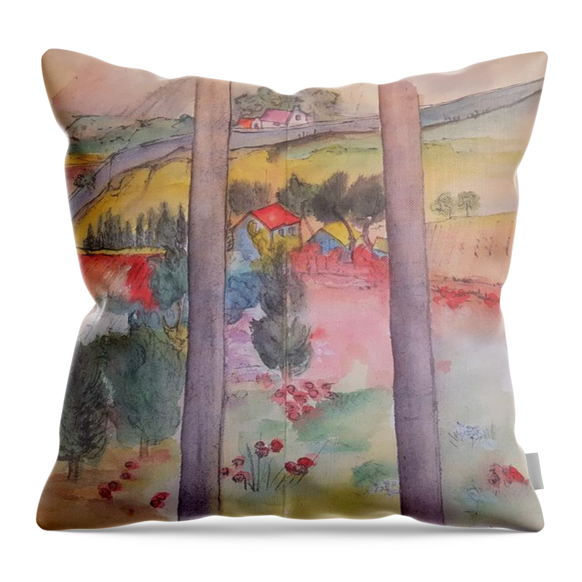 Van Gogh. France. Landscape Throw Pillow featuring the painting Van Gogh's France album by Debbi Saccomanno Chan