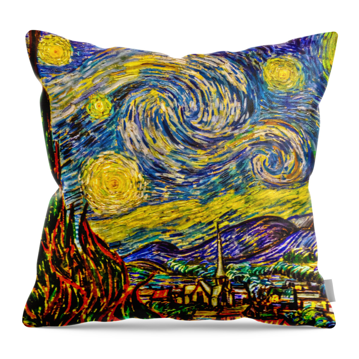 Art Throw Pillow featuring the photograph Van Gogh's 'Starry Night' - HDR by Randy Aveille