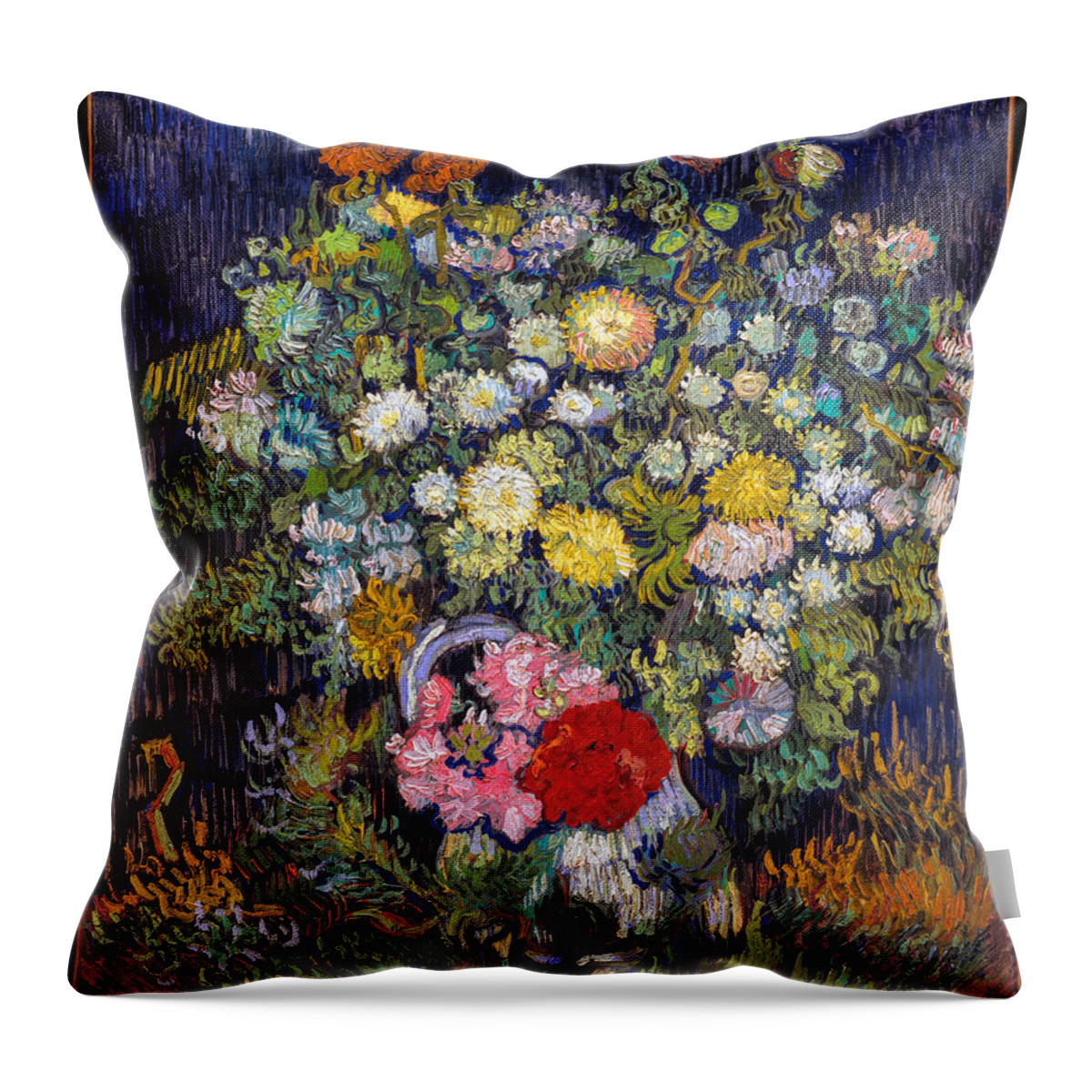 Bouquet Of Flowers In A Vase Throw Pillow featuring the photograph van Gogh's Vase     by S Paul Sahm