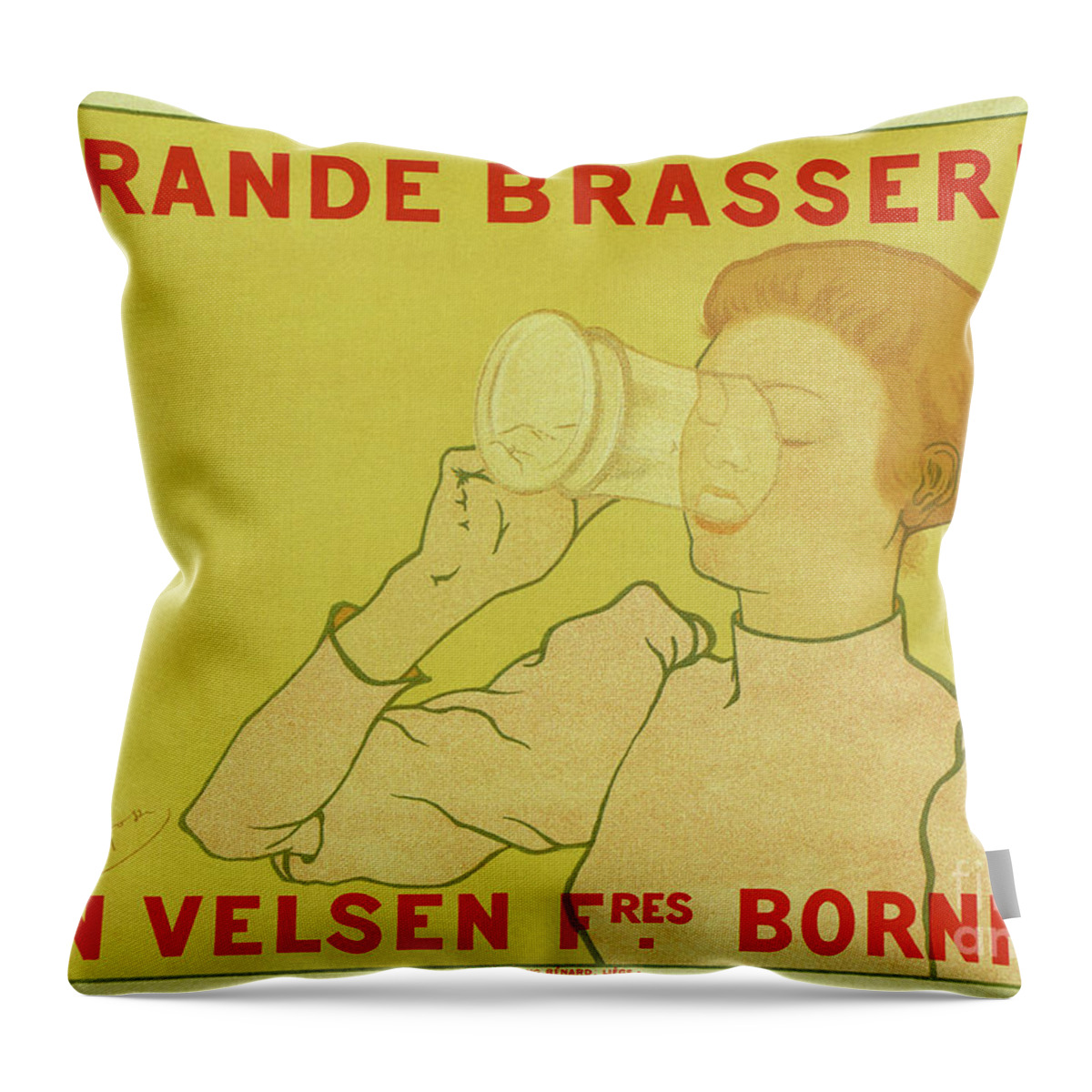 Beer Throw Pillow featuring the drawing Van Velsen Belgian Beer by Heidi De Leeuw