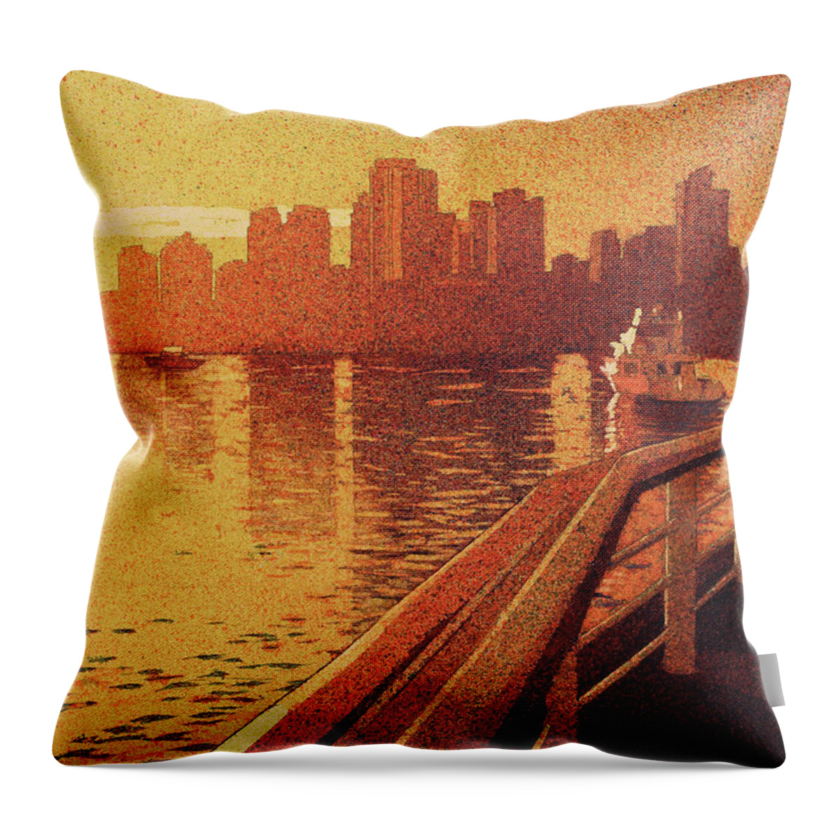 Automobile Throw Pillow featuring the painting Vancouver Morning- BC by Ryan Fox