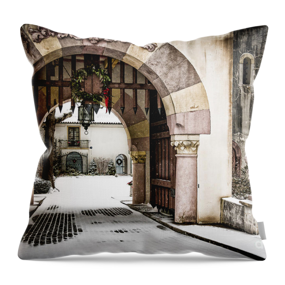 Snow Throw Pillow featuring the photograph Vanderbilt Holiday by Alissa Beth Photography