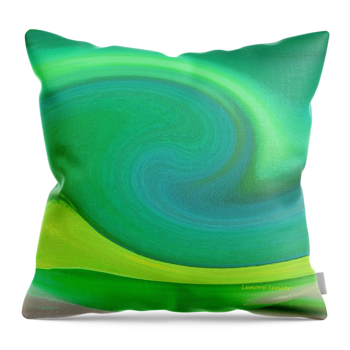 Abstract Throw Pillow featuring the mixed media VanGogh's Yellow Mountains by Lenore Senior