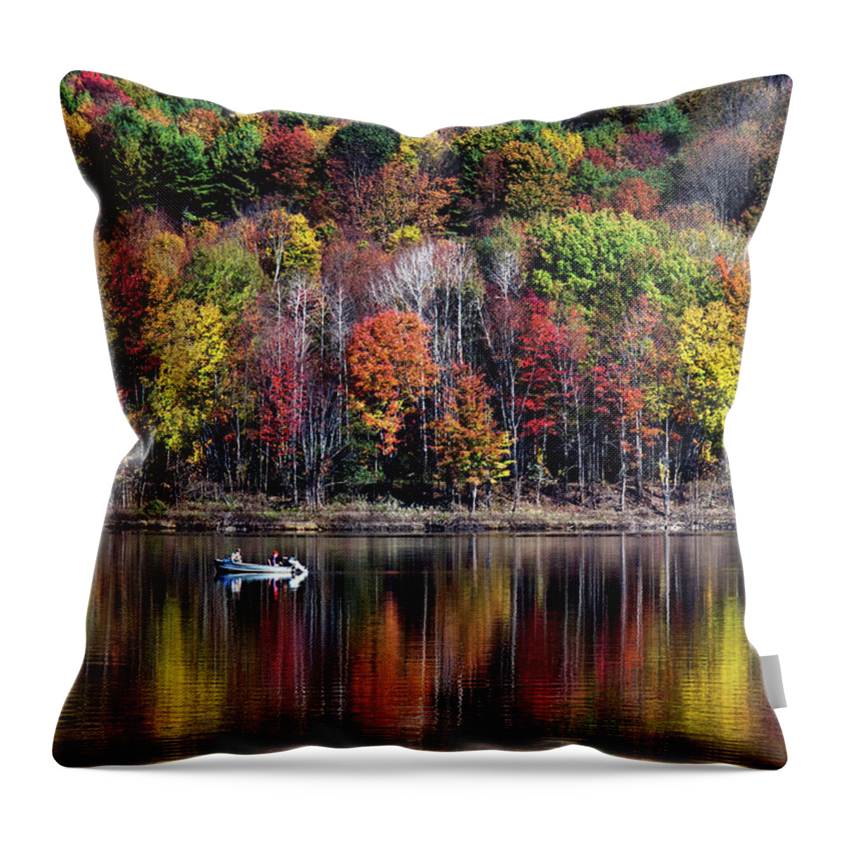 Fall Throw Pillow featuring the photograph Vanishing Autumn Reflection Landscape by Christina Rollo
