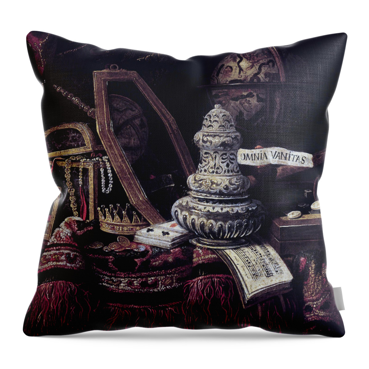 Anonymous Throw Pillow featuring the painting Vanitas by Anonymous