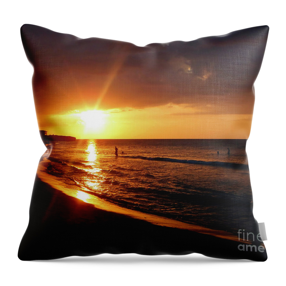 Beach Throw Pillow featuring the photograph Varedaro Sunset by Dorothy Hilde