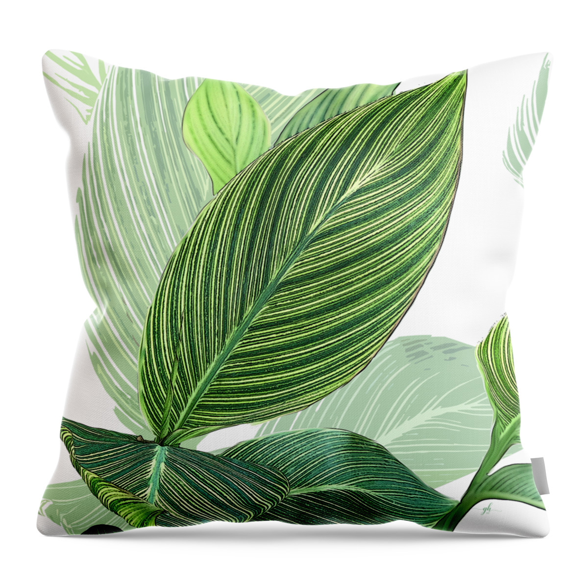 Foliage Throw Pillow featuring the digital art Variegated by Gina Harrison