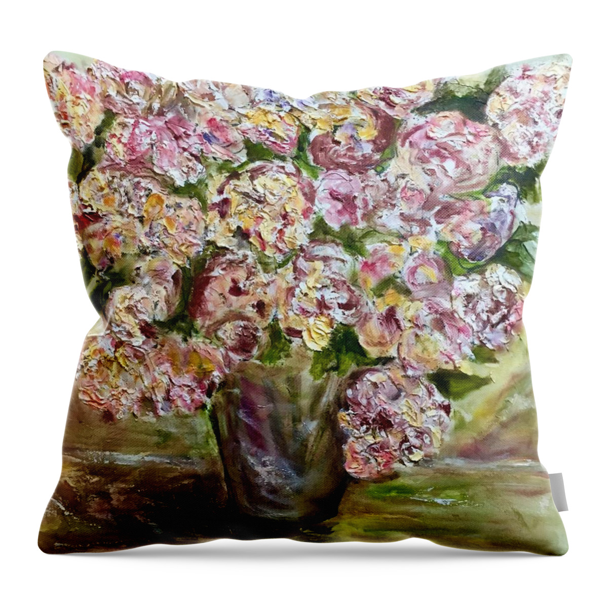Still Life Throw Pillow featuring the painting Vase of flowers by Chuck Gebhardt