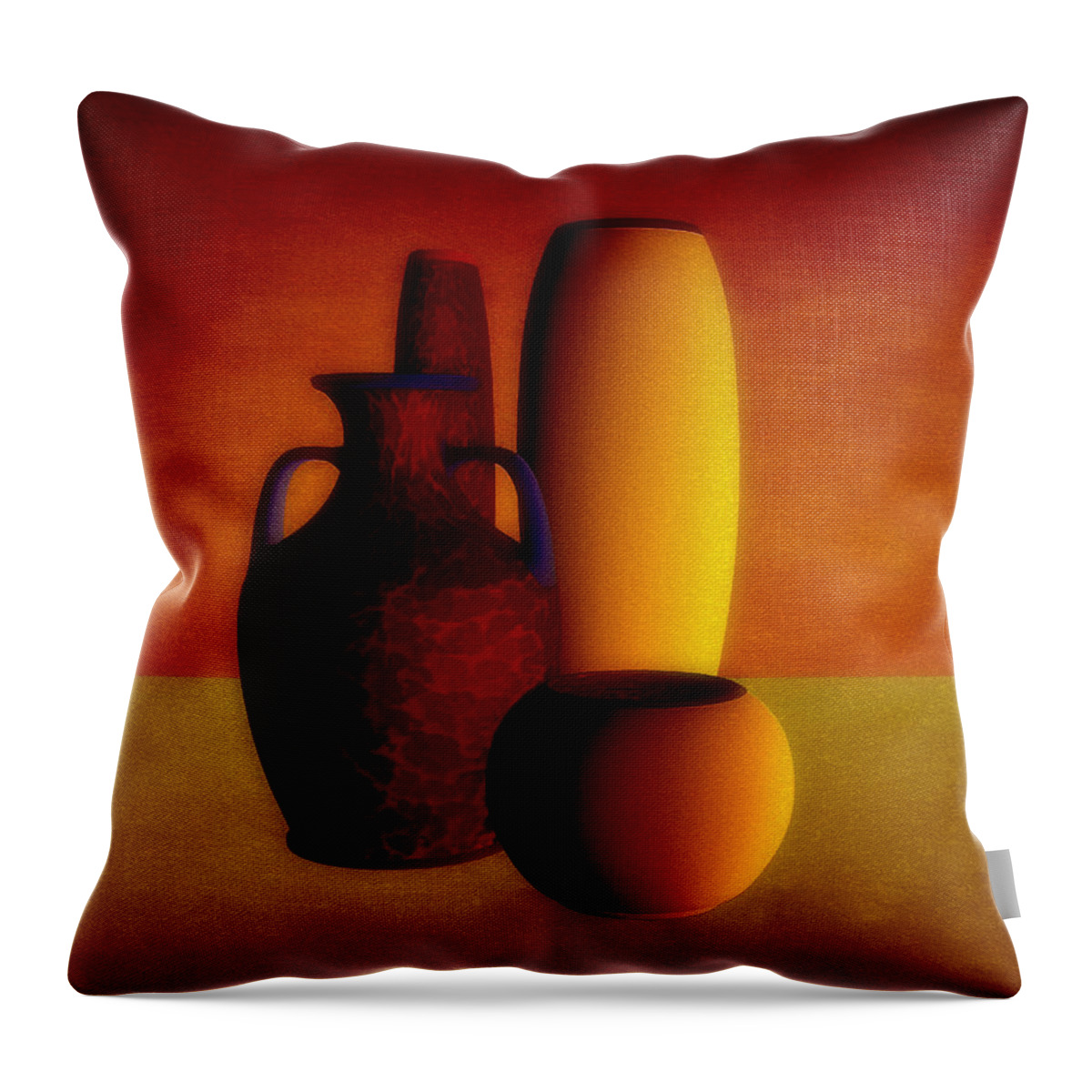 Vases Throw Pillow featuring the digital art Vases in warm tones by Ramon Martinez