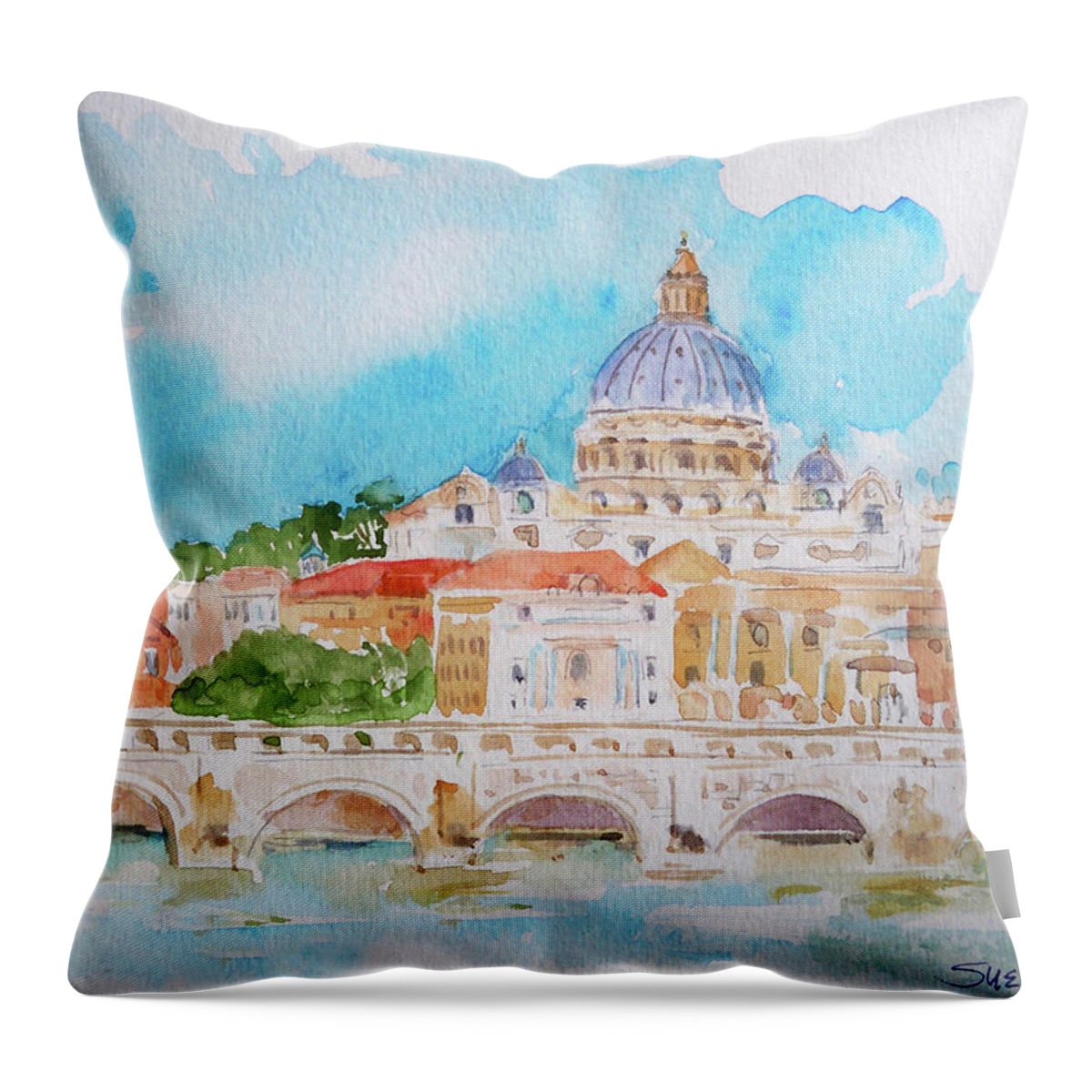 Rome Throw Pillow featuring the painting Vatican City by Sue Kemp