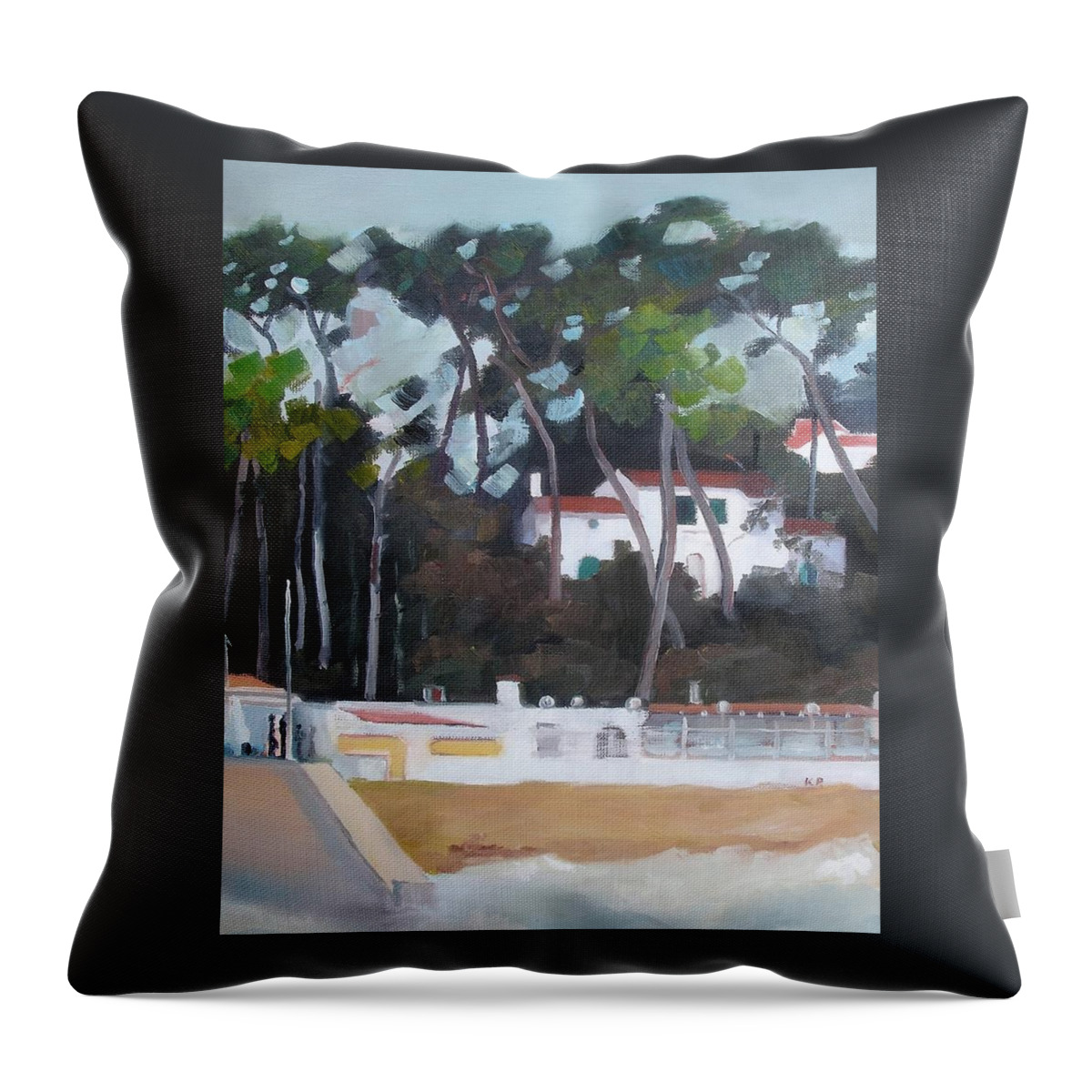 Mer Throw Pillow featuring the painting Vaux Sur Mer 17 by Kim PARDON
