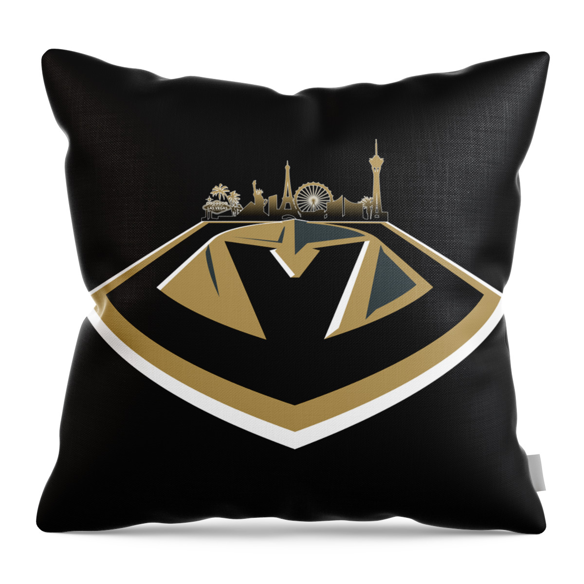 Lasvegas Throw Pillow featuring the digital art Vegas Golden Knights with Skyline by Ricky Barnard