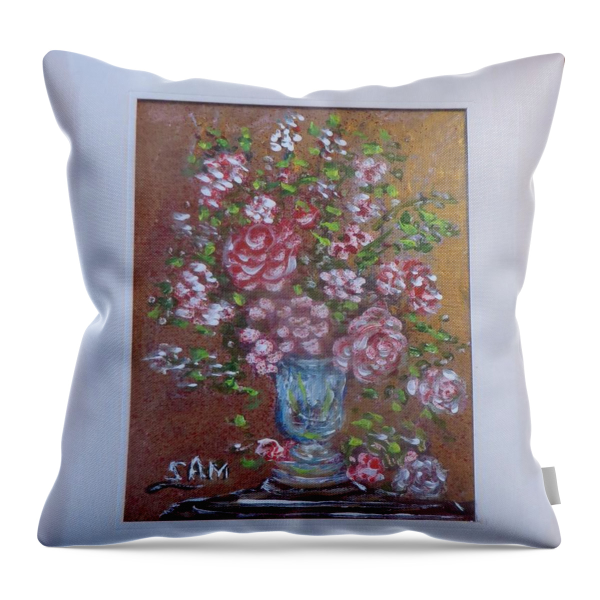 Blue Throw Pillow featuring the painting Velvet 2 by Sam Shaker