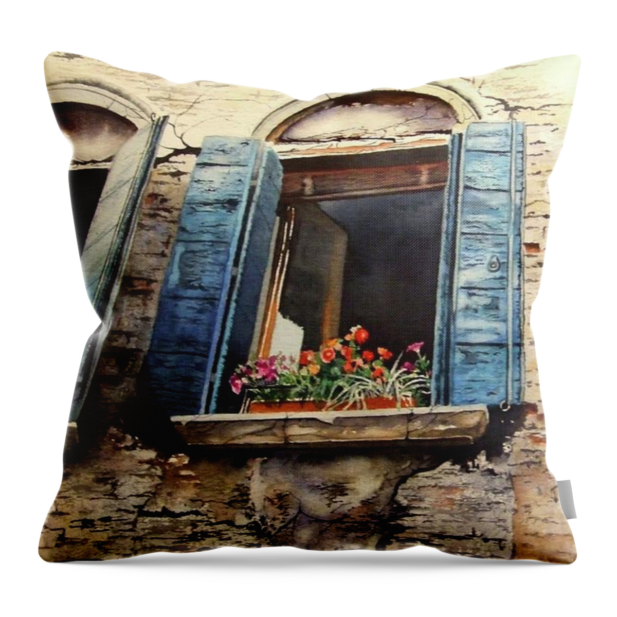  Throw Pillow featuring the painting Venecia by Greg and Linda Halom