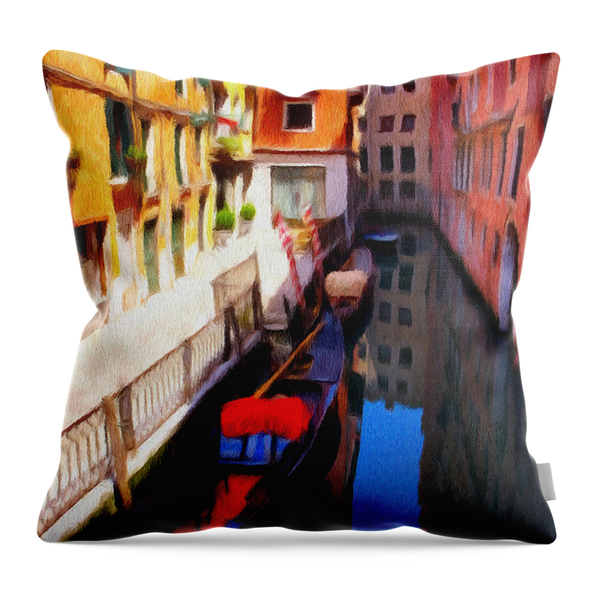 Venice Throw Pillow featuring the painting Venetian Canal by Jeffrey Kolker