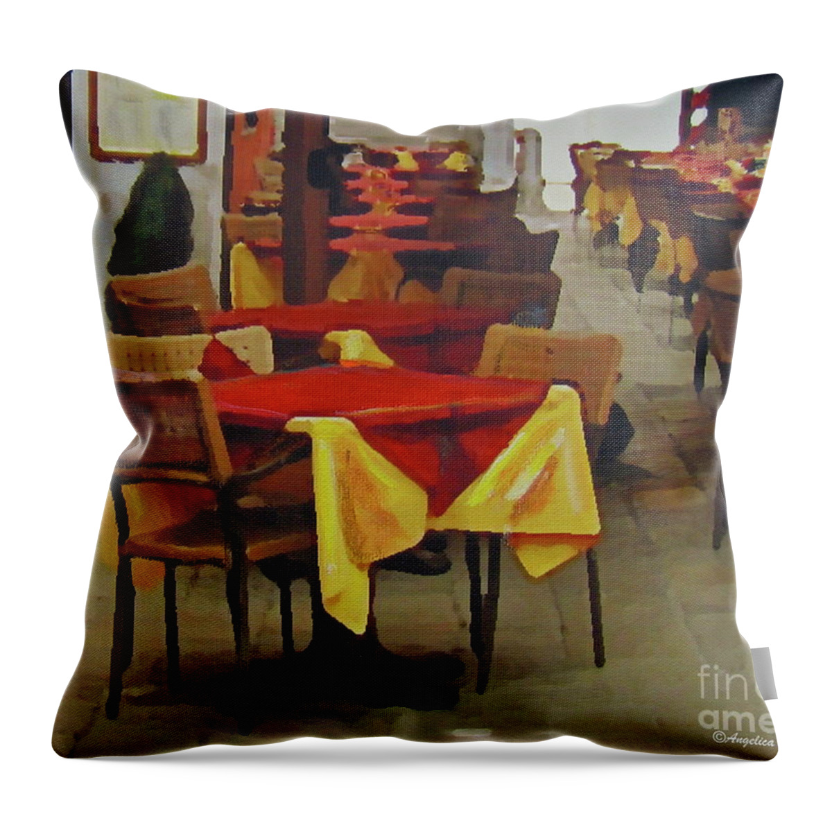 Cityscape Throw Pillow featuring the photograph Venetian tables by Italian Art