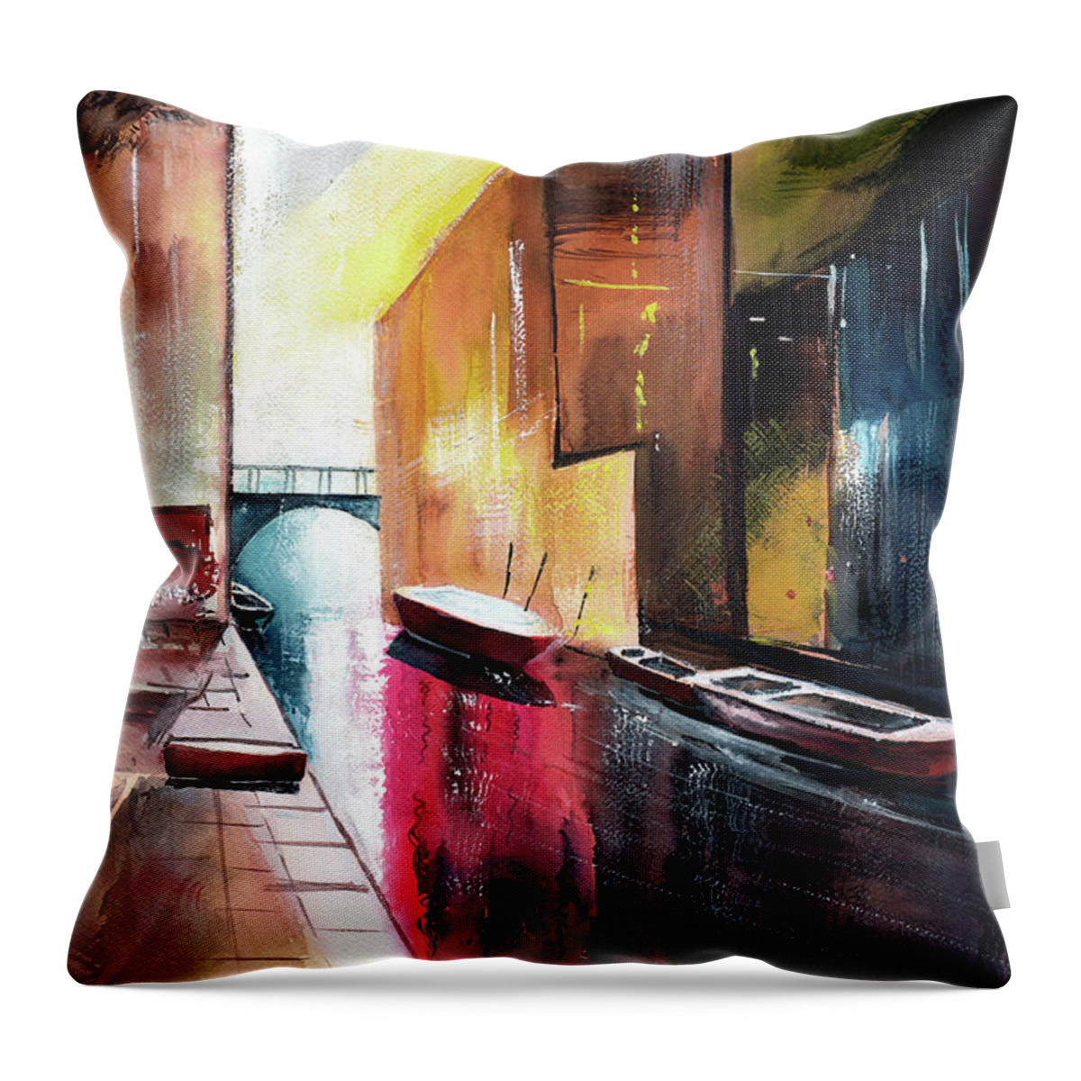Nature Throw Pillow featuring the painting Venice 1 by Anil Nene