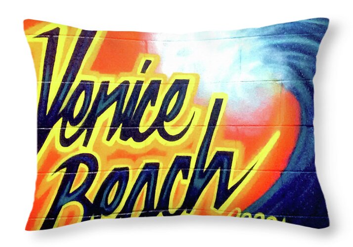Venice Beach Throw Pillow featuring the photograph Venice Beach Mural by Art Block Collections