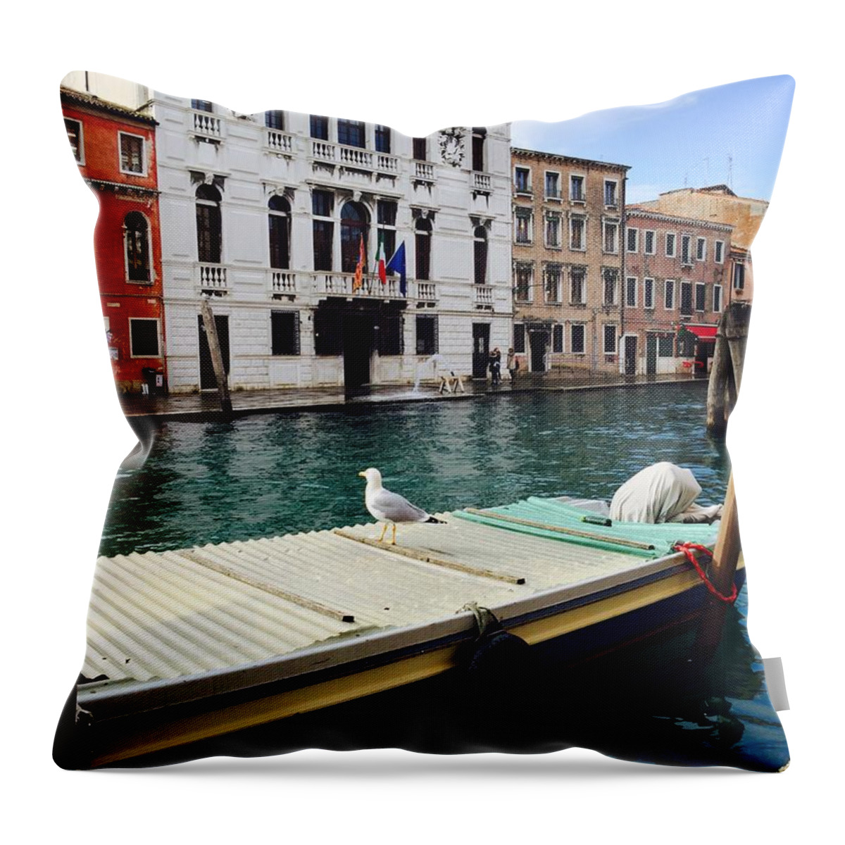  Throw Pillow featuring the photograph Venice boats by Brett Williams