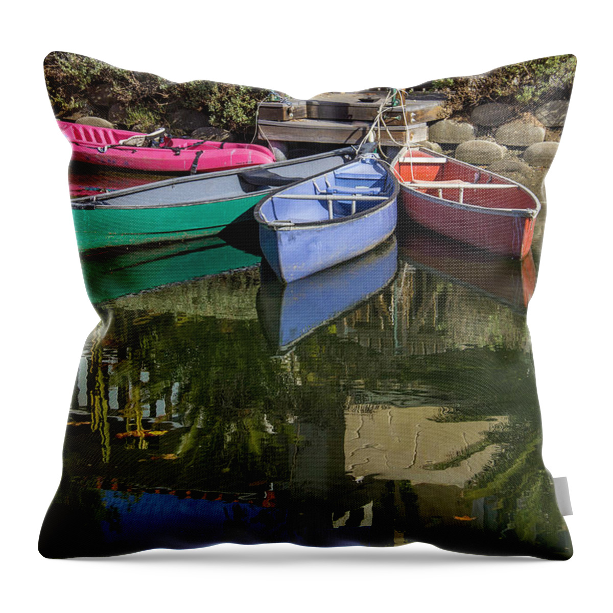 Boats Throw Pillow featuring the photograph Venice Canal Reflections by Roslyn Wilkins
