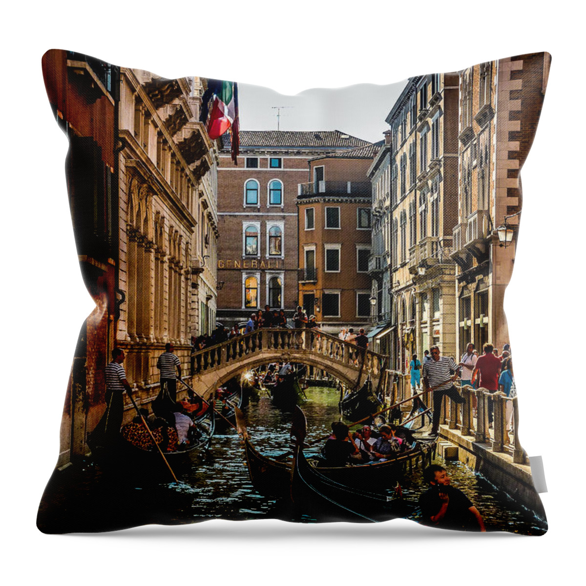 Venice Throw Pillow featuring the photograph Venice Traffic by Pamela Newcomb