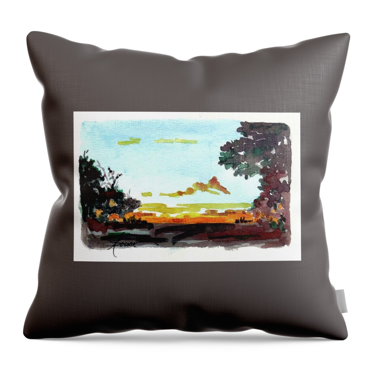 Sunset Throw Pillow featuring the painting Vermillion Sunset at Grand Canyon by Adele Bower