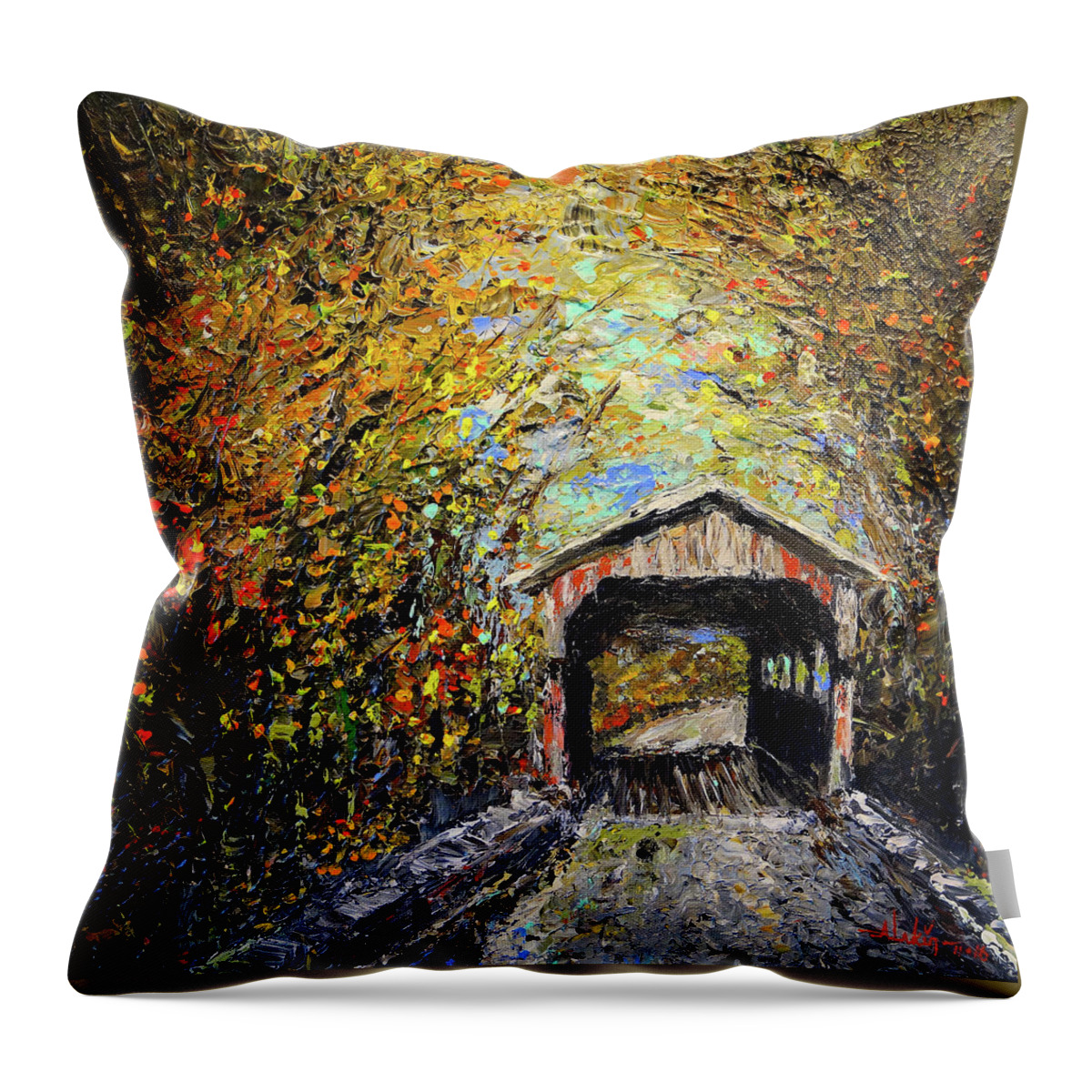 Vermont Throw Pillow featuring the painting Vermont by Alan Lakin