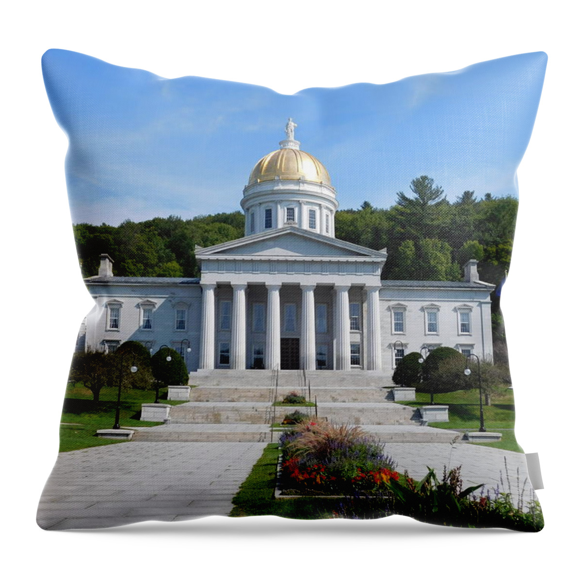 Montpelier Throw Pillow featuring the photograph Vermont State House by Catherine Gagne