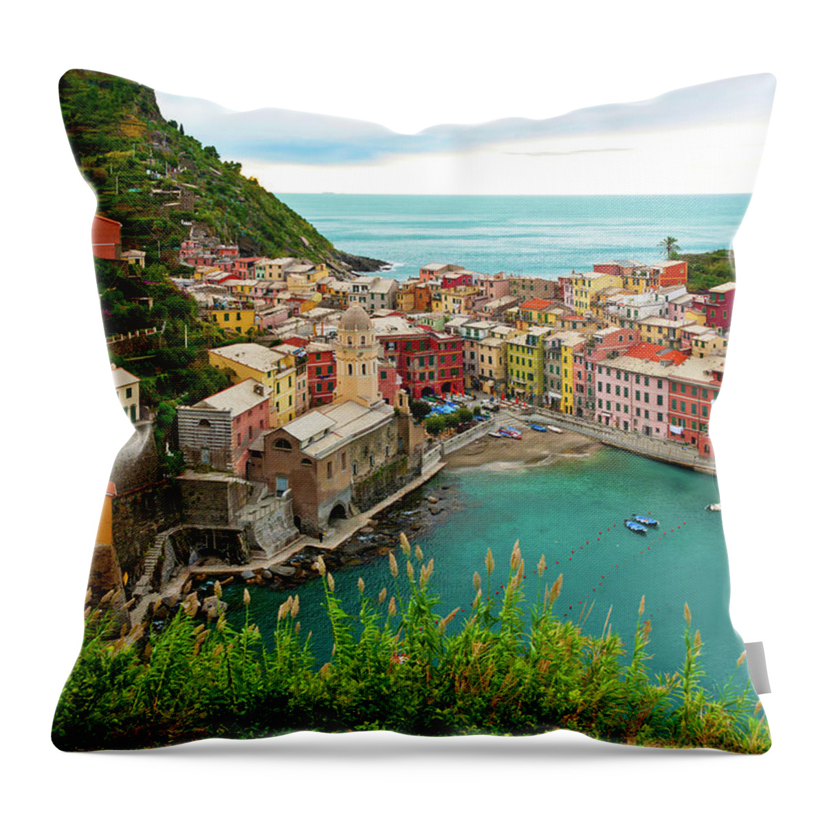 Vernazza Throw Pillow featuring the photograph Vernazza - Cinque Terre, Italy by Denise Strahm
