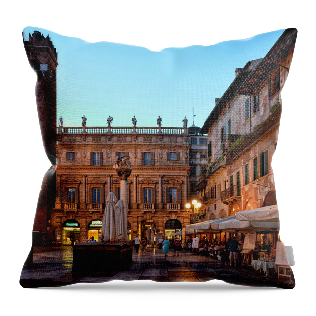 City Throw Pillow featuring the photograph Verona - Piazza Delle Erbe by Joachim G Pinkawa