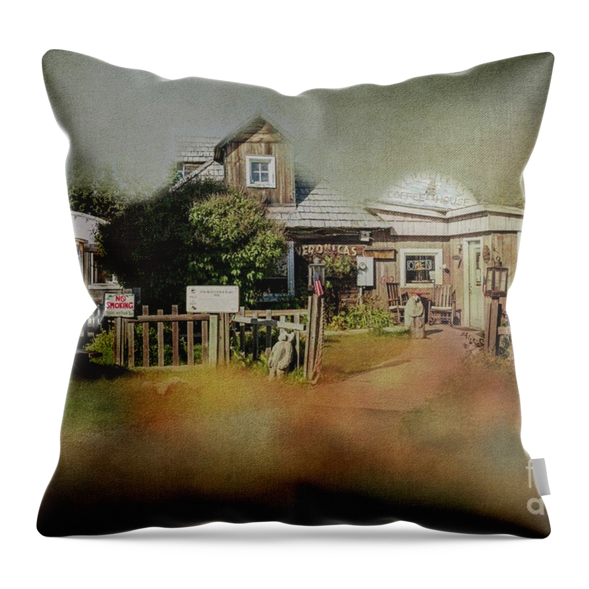 Veronica's Coffee House Throw Pillow featuring the photograph Veronica's Coffee House by Eva Lechner