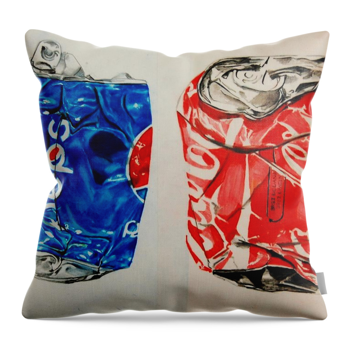 Pepsi Throw Pillow featuring the drawing Versus by Jean Cormier