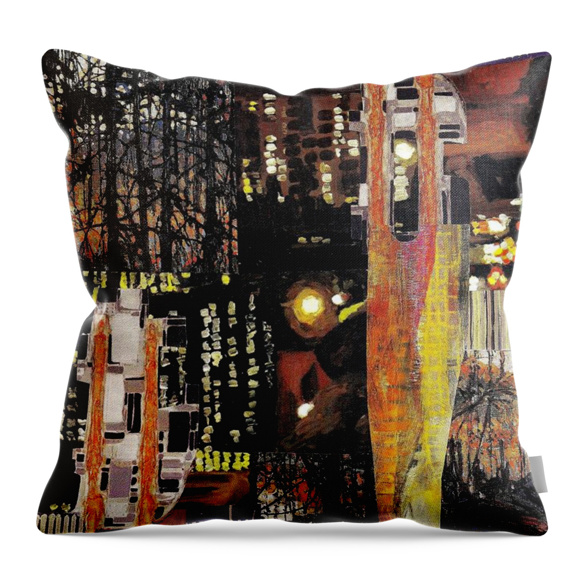 Abstract Throw Pillow featuring the mixed media Vertical Challenge by Randall Weidner