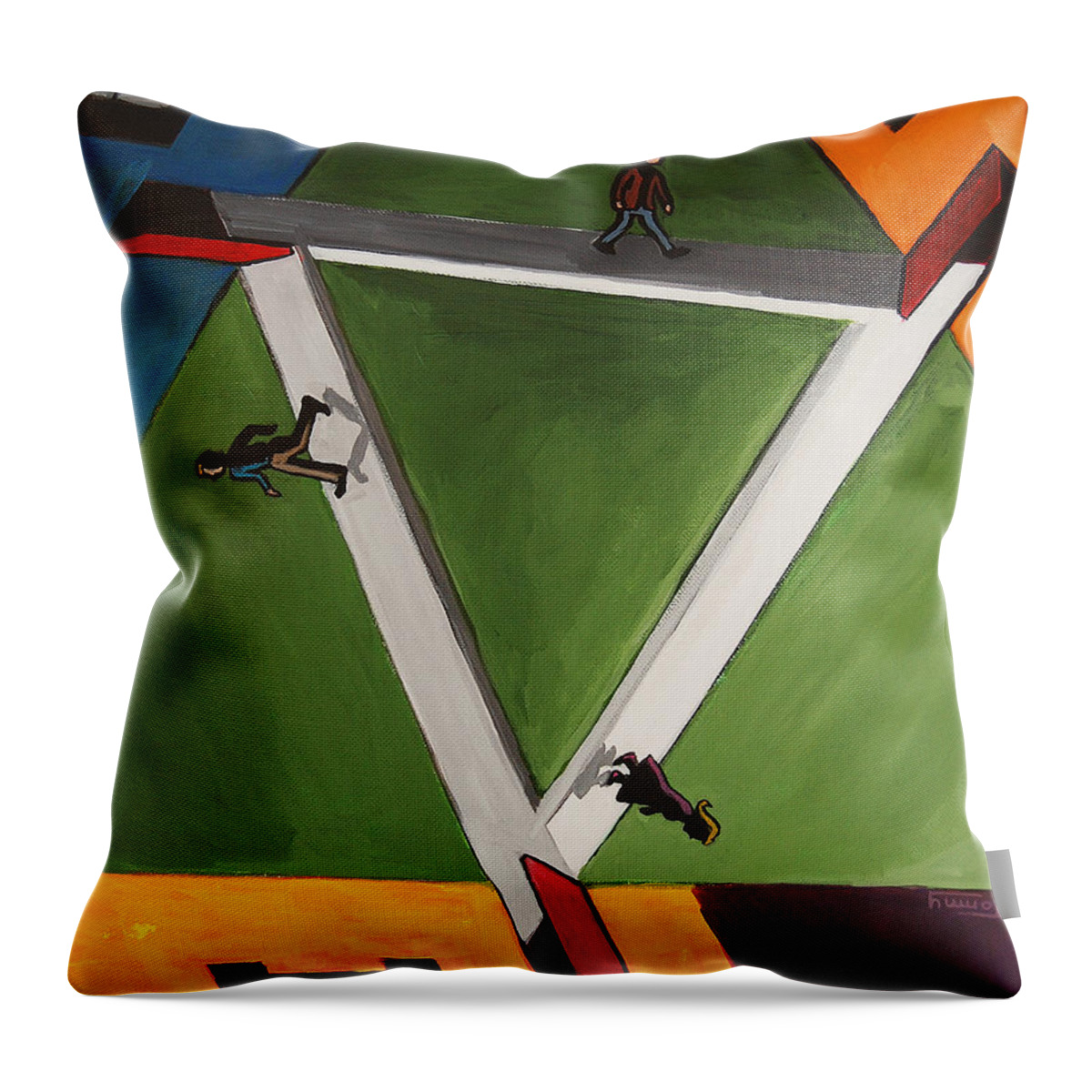Optical_illusion Throw Pillow featuring the painting Vertigo Village Apts by Tommy Midyette