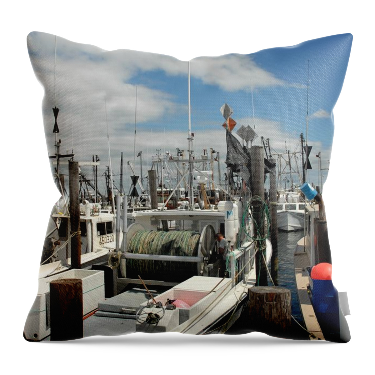 Commercial Fishing Boats Throw Pillow featuring the photograph Vessel 122 by Joyce StJames
