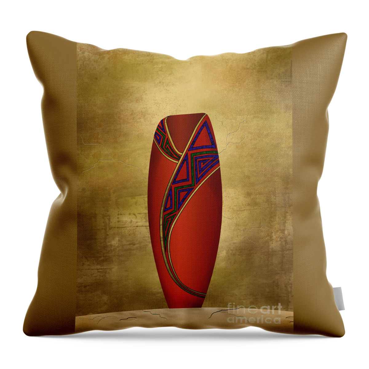Native American Throw Pillow featuring the digital art Vessel in Red by Tim Hightower