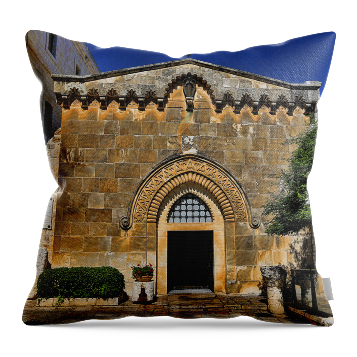 Jerusalem Throw Pillow featuring the photograph Via Dolorosa - Church of the Flagellation by Stephen Stookey