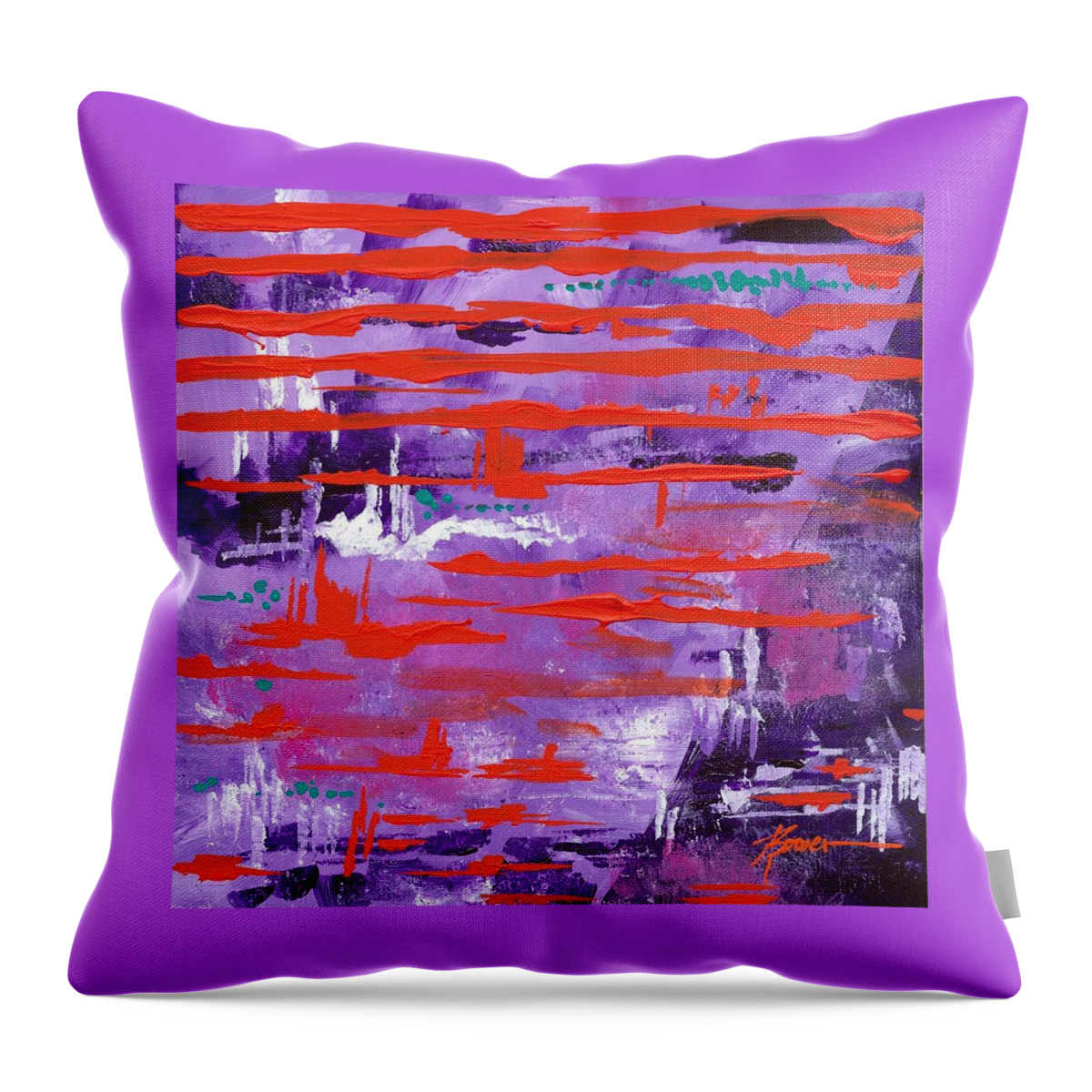 Color Throw Pillow featuring the painting Vibes by Adele Bower