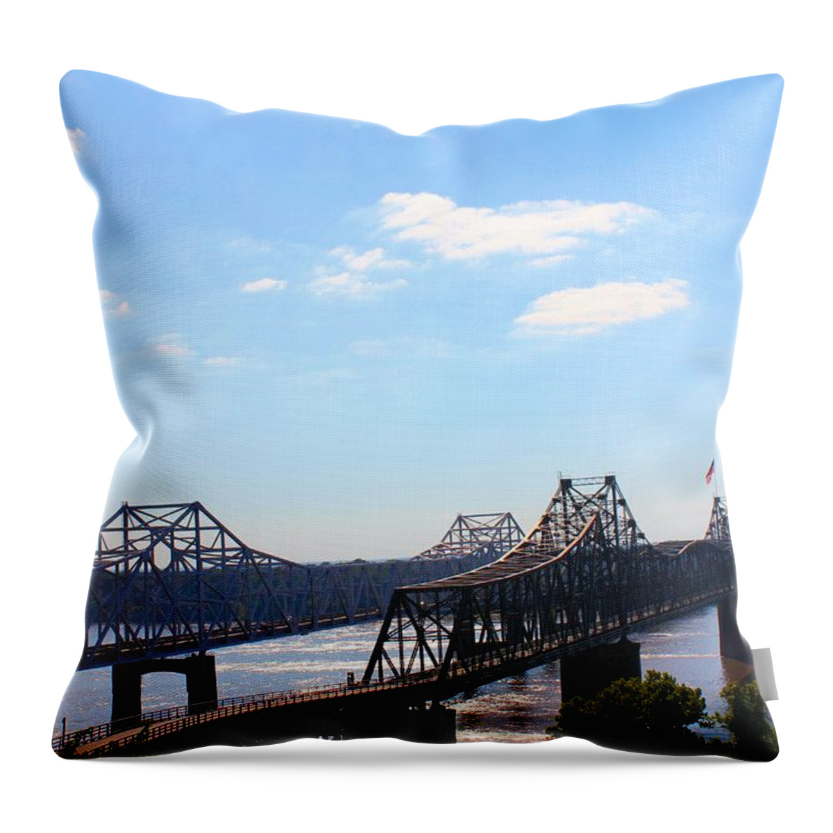 Bridge Throw Pillow featuring the photograph Vicksburg Mississippi Bridges by Karen Wagner