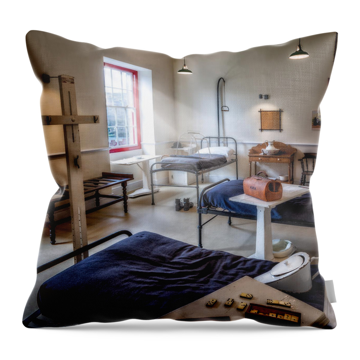 Victorian Hospital Ward Throw Pillow featuring the photograph Victorian Ward by Adrian Evans