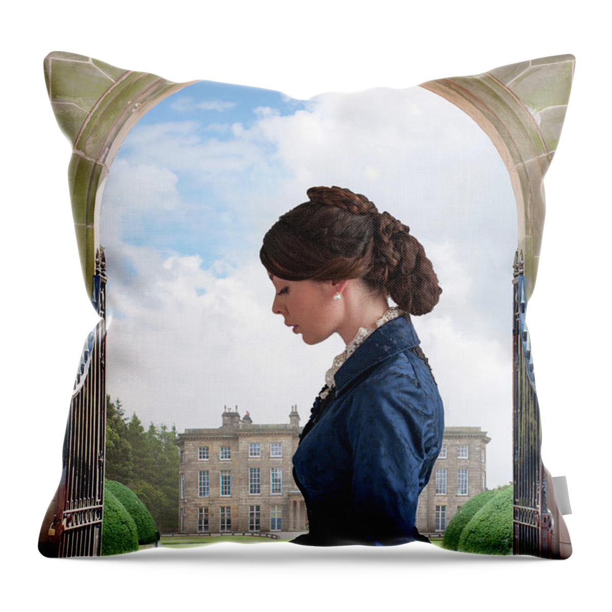 Victorian Throw Pillow featuring the photograph Victorian Woman In Profile by Lee Avison