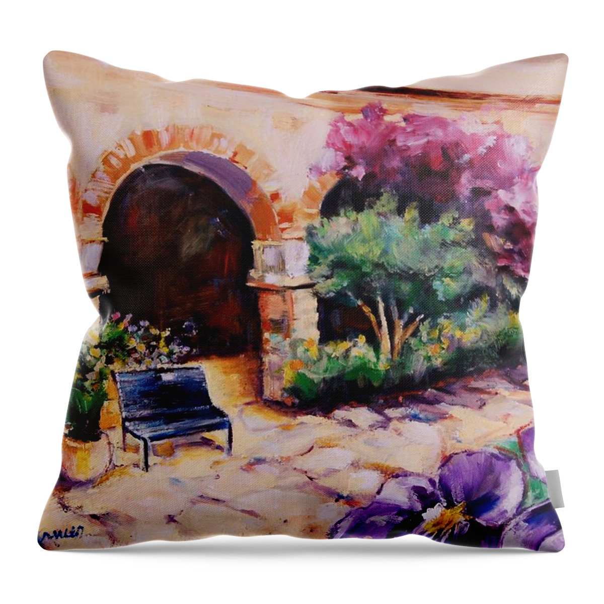 Wild Violets Throw Pillow featuring the painting Victorias Violets by Jean Cormier