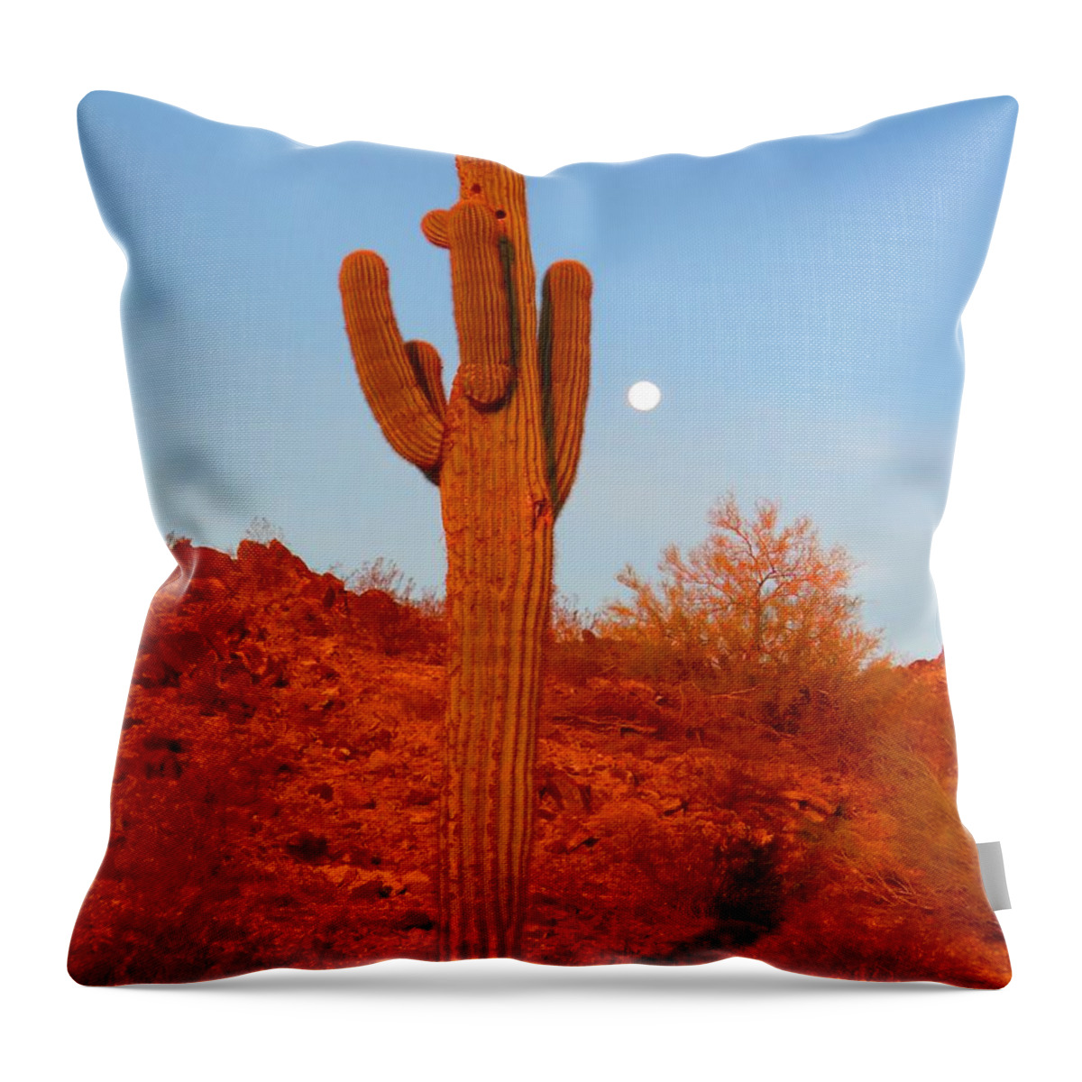 Animals Throw Pillow featuring the photograph Victor's Harvest Moonset by Judy Kennedy