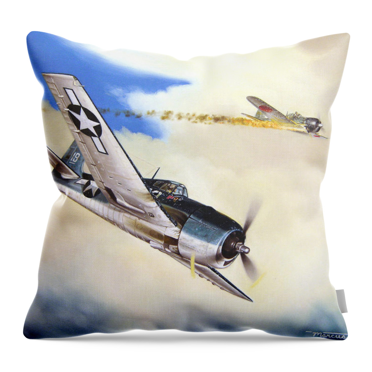 Military Throw Pillow featuring the painting Victory For Vraciu by Marc Stewart