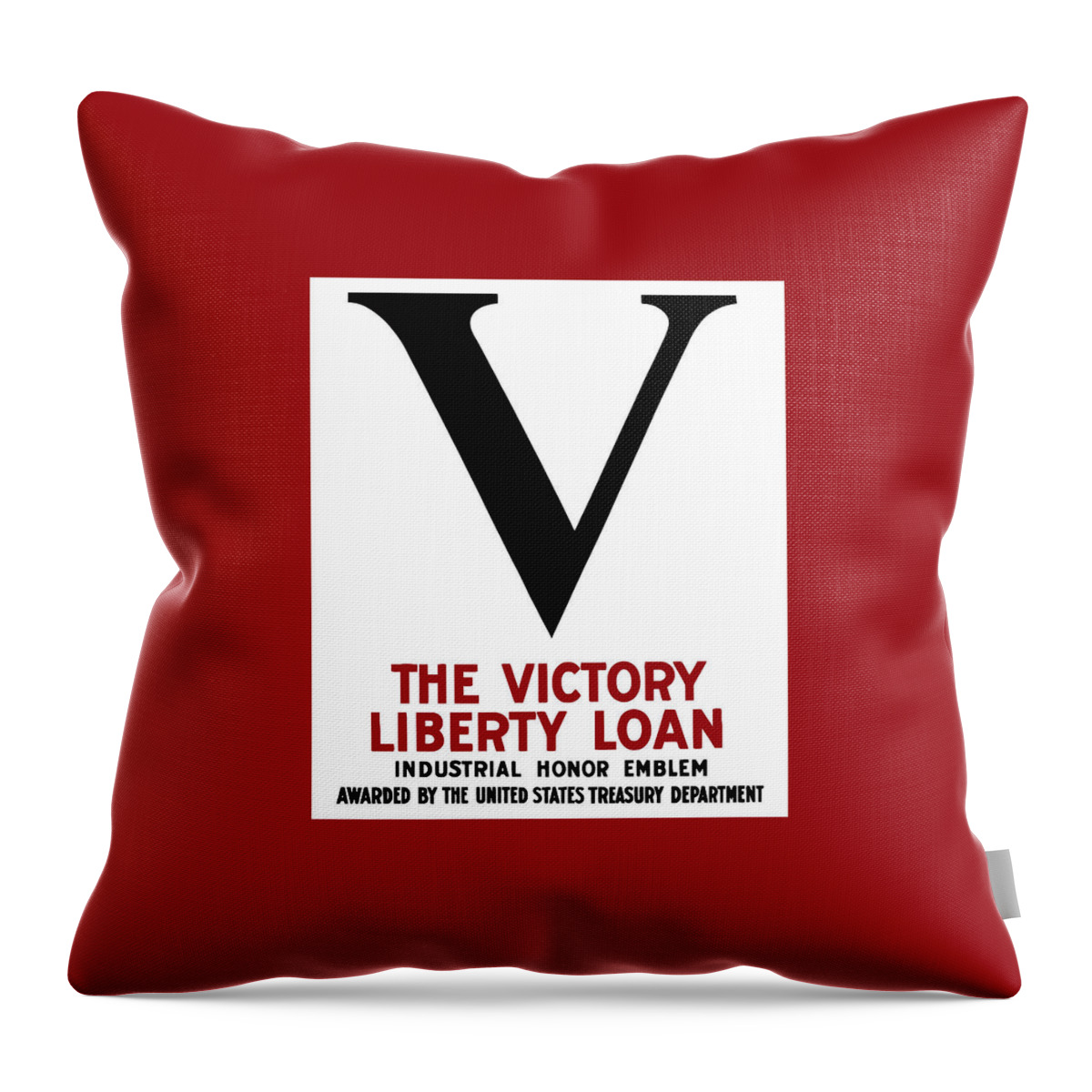 Victory Throw Pillow featuring the mixed media Victory Liberty Loan Industrial Honor Emblem by War Is Hell Store