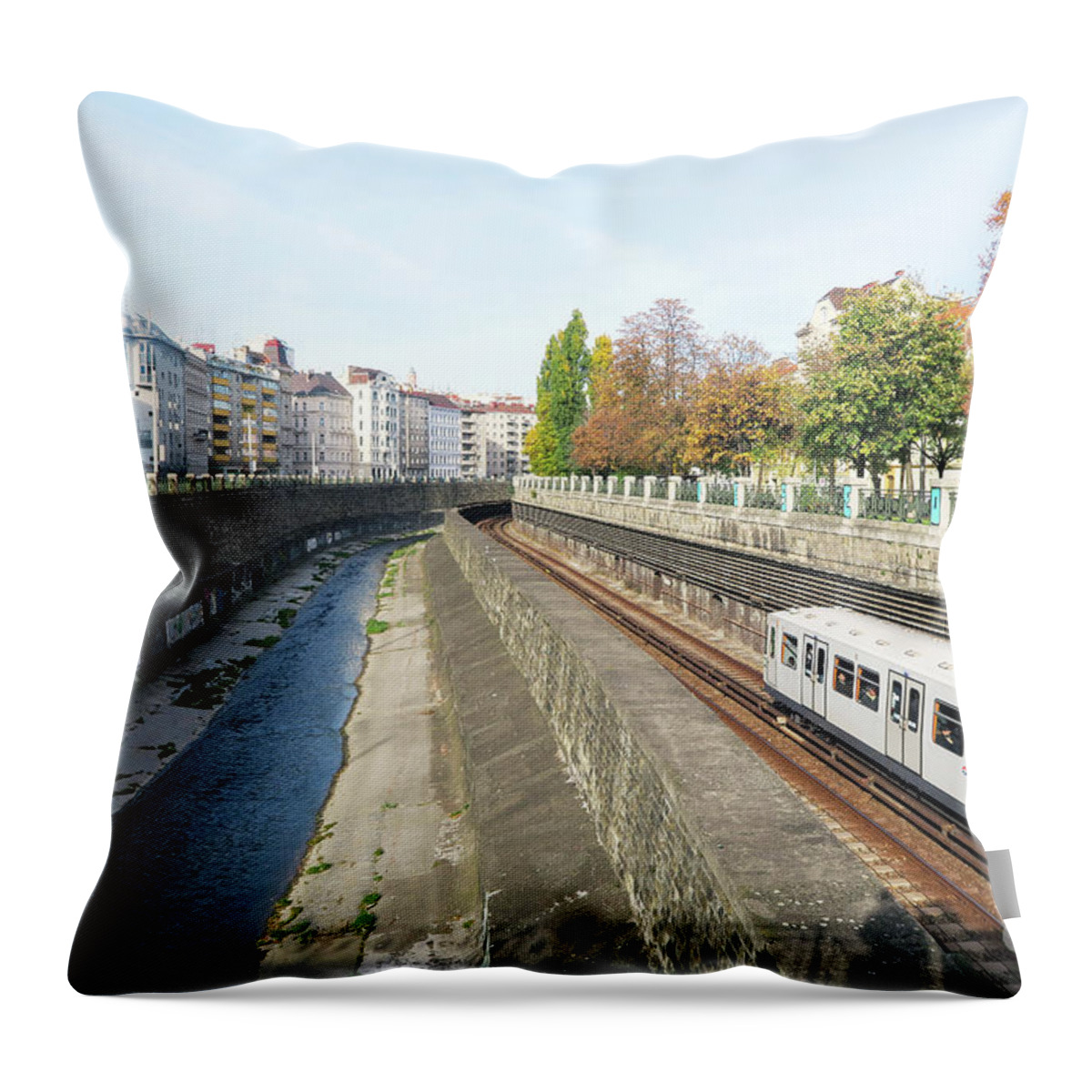 Cslanec Throw Pillow featuring the photograph Vienna Canal by Christian Slanec