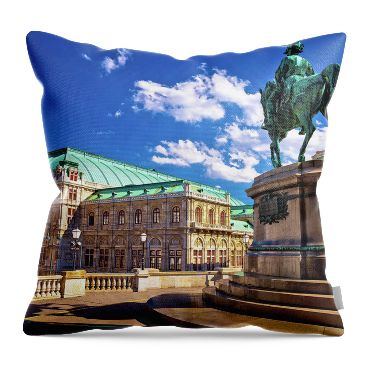 Vienna Throw Pillow featuring the photograph Vienna state Opera house square and architecture view by Brch Photography
