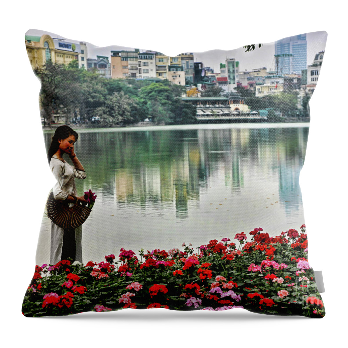 Vietnam Throw Pillow featuring the photograph Vietnamese Beauty I by Chuck Kuhn
