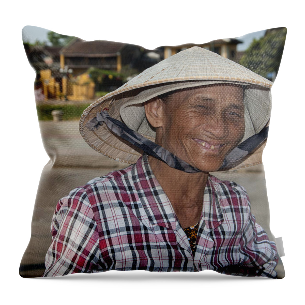 Vietnamese Street Vendor Throw Pillow featuring the photograph Vietnamese Street Vendor by Rob Hemphill
